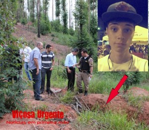 A seta indica o local onde o corpo de Gabriel foi encontrado