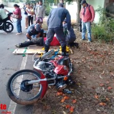 Motoqueiro fica ferido em acidente no Paraíso.