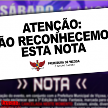Prefeitura pública nota oficial  de Cancelamento da Festa à Fantasia
