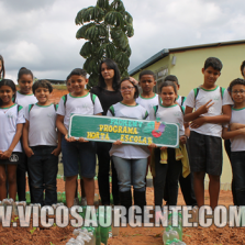 Crianças aprendem agroecologia em horta implantada dentro de escola municipal