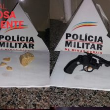 Drogas e arma aprendidos pela PM na Betânia