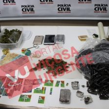 Polícia civil prende estudantes da UFV por tráfico de drogas sintéticas, maconha e cocaína.