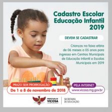 Cadastro para vagas em creches e pré-escolas começa em novembro