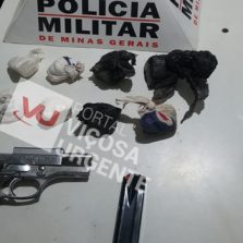 Arma e drogas apreendidos pela PM no BJ