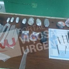 Celulares, armas artesanais e drogas apreendidas por agentes penitenciários do Presídio de Viçosa