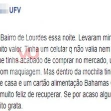 Bairro de Lourdes: Mulher relata assalto no facebook