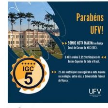 UFV obtém nota máxima no Índice Geral de Cursos divulgado pelo MEC