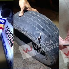 Bandidos usam pregos para furar pneus de viaturas na Paula