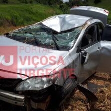 Motorista perde o controle da direção e capota na rodovia Viçosa/Teixeiras