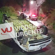 Condutor inabilitado tomba veículo no Santa Clara