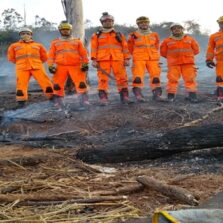 Corpo de Bombeiros de Ubá combate incêndio próximo do Horto Florestal
