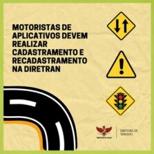 Diretran convoca motoristas de aplicativos para cadastramento e recadastramento