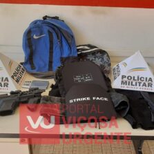 Coimbra: PM apreende réplica de fuzil e colete balístico