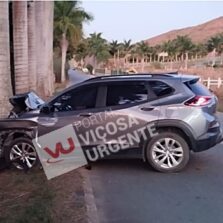 Motorista bate em árvore na rodovia Viçosa/Paula Cândido