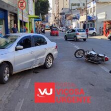 Motorista na contramão provoca acidente no centro de Viçosa