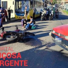 Batida entre carro e moto deixa mulher com ferimentos graves na Castello Branco
