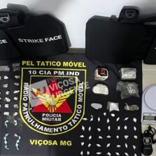 PM apreende drogas, explosivos e coletes balísticos durante operação em Viçosa