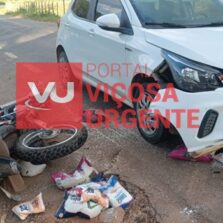 Colisão entre carro e motocicleta deixa idoso ferido na Varginha, em Porto Firme