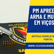 PM apreende arma e munições durante cumprimento de mandado em Viçosa
