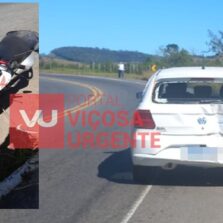 Ponte Nova: Motoqueiro bate em veículo da prefeitura de Paula Cândido