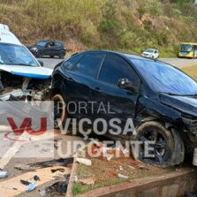 Acidente na Violeira deixa três pessoas feridas em Viçosa