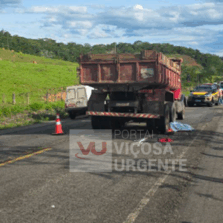 Trabalhador morre atropelado por caminhão na MG-353, em Guarani