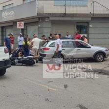 Motociclista fica ferido após acidente próximo ao Hospital São Sebastião, em Viçosa