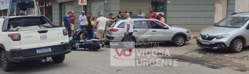 Motociclista fica ferido após acidente próximo ao Hospital São Sebastião, em Viçosa