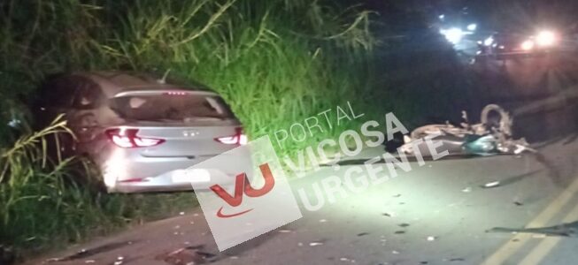 Homem de 58 anos morre em grave acidente entre carro e moto em Viçosa
