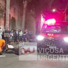 Colisão frontal entre motocicletas deixa três feridos no morro do Cruzeiro em Viçosa