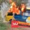Ônibus coletivo pega fogo na zona rural de Viçosa