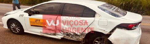Carro oficial da UFV é atingido por veículo desgovernado em Mariana