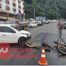 Motociclista fica gravemente ferido em acidente próximo à Rodoviária de Viçosa