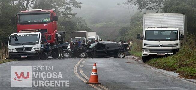 Piranga: Jovem de 18 anos morre em grave acidente envolvendo caminhões, carro e motocicleta