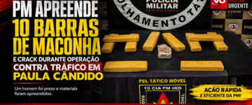 PM apreende 10 barras de maconha e crack durante operação contra tráfico em Paula Cândido