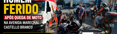Homem fica ferido após sofrer acidente de moto na Avenida Marechal Castello Branco, em Viçosa