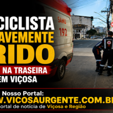 Motociclista fica gravemente ferido após bater na traseira de carro em Viçosa