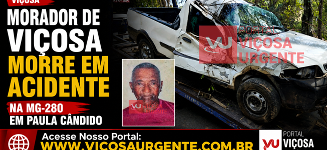 Morador de Viçosa morre em acidente na MG-280 em Paula Cândido