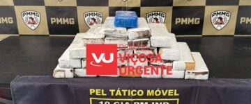 25 barras de maconha são apreendidas após perseguição policial entre Viçosa e Coimbra