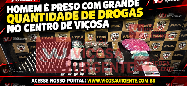 Homem é preso com grande quantidade de drogas no centro de Viçosa