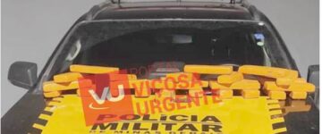Morador de Viçosa é preso após fuga, troca de tiros com a PM e apreensão de 29 barras de maconha